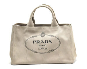 Prada Canapa Handbag Beige Cream Canvas